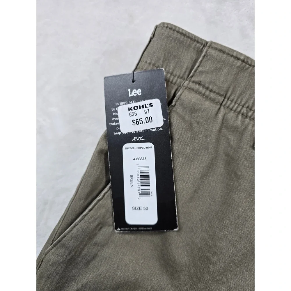 Lee Cargo Shorts Mens 50 Breen Olive Cotton Stretch Extreme Comfort Big Tall NEW